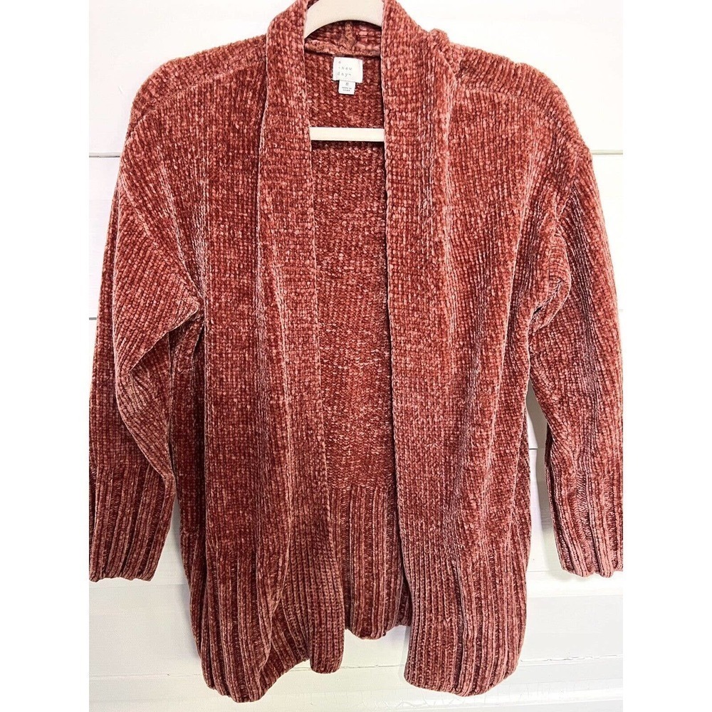 A New Day Rust Copper Orange Open Cardigan Super Soft Size Small